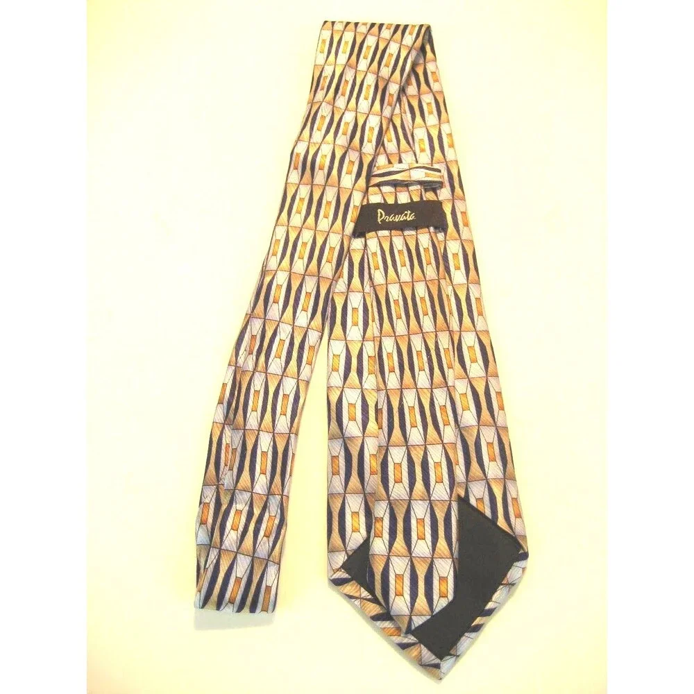 NWOT Pravata 100% Silk Geometric Design Necktie